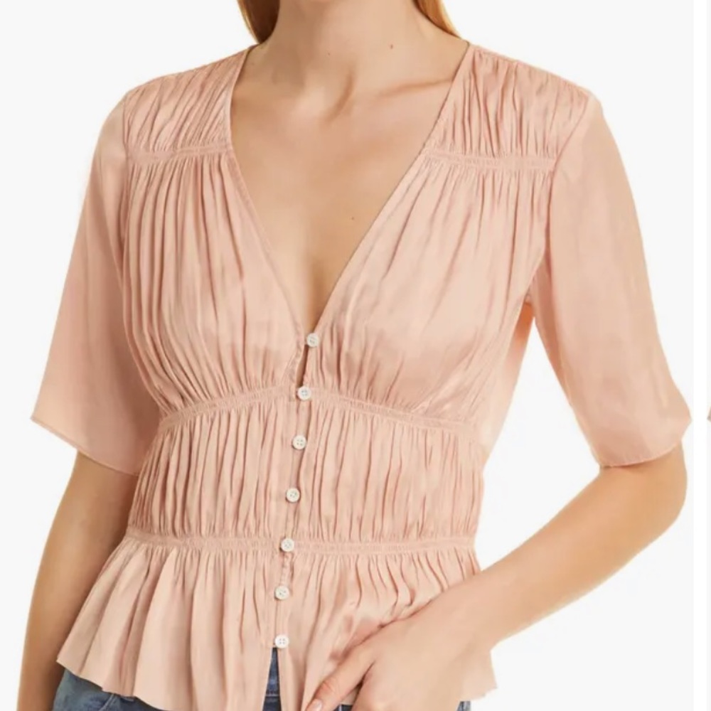 FRAME Shirred V-Neck top